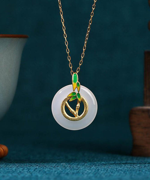 Unique White Hotan Jade Antique Safety Clasp Bone Chain Female Necklaces KX1064 Ada Fashion