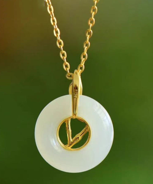 Unique White Hotan Jade Antique Safety Clasp Bone Chain Female Necklaces KX1064 Ada Fashion