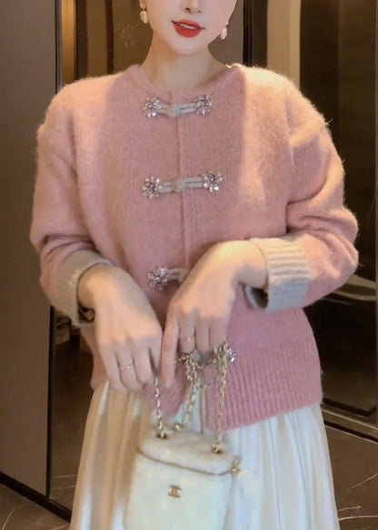 Unique White O Neck Chinese Button Knit Cardigan Fall WE015 HS-NCT241028