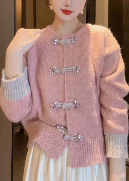 Unique White O Neck Chinese Button Knit Cardigan Fall WE015 HS-NCT241028