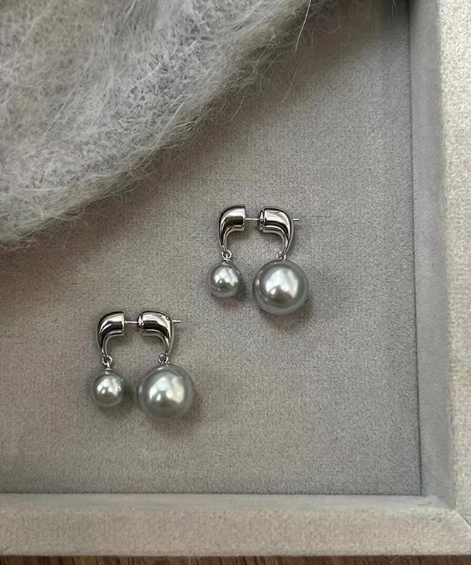 Unique White Sterling Silver Alloy Pearl Drop Earrings WH014 JEW-SDL241116