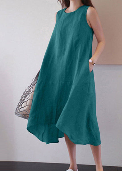 Unique Yellow Patchwork Pockets Maxi Dress Sleeveless GH1088 Ada Fashion