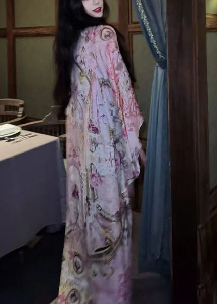 Vacation Style 2024 New Print Long Dress Batwing Sleeve ZL043 SH-LF-SDL240621