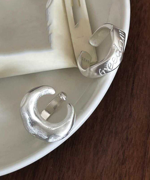 925 Two Graphic Vintage Rings Silver Set Piece Moon FashionChic