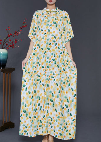 Vintage Apricot Tasseled Print Cotton Dress Summer SD1018 Ada Fashion