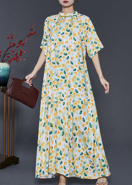 Vintage Apricot Tasseled Print Cotton Dress Summer SD1018 Ada Fashion