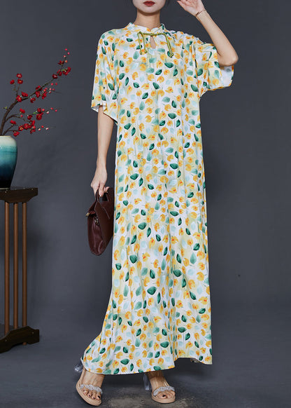 Vintage Apricot Tasseled Print Cotton Dress Summer SD1018 Ada Fashion