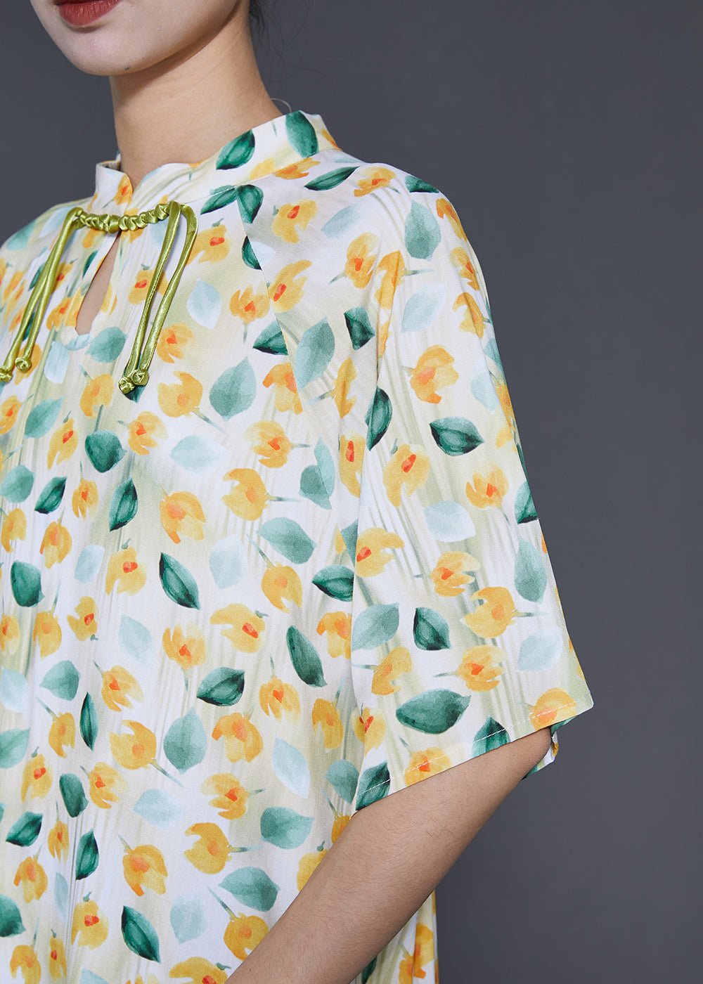 Vintage Apricot Tasseled Print Cotton Dress Summer SD1018 Ada Fashion