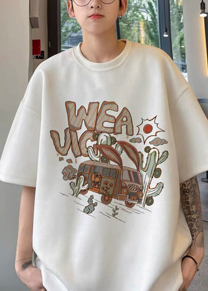 Green Vintage Shirt Faux Half Neck O Men T Army Suede Print FashionChic