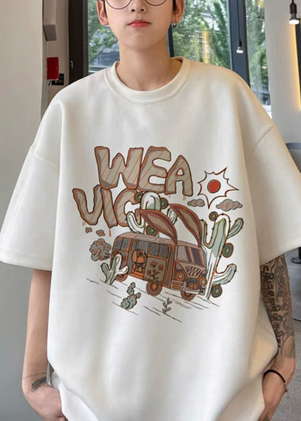 Green Vintage Shirt Faux Half Neck O Men T Army Suede Print FashionChic