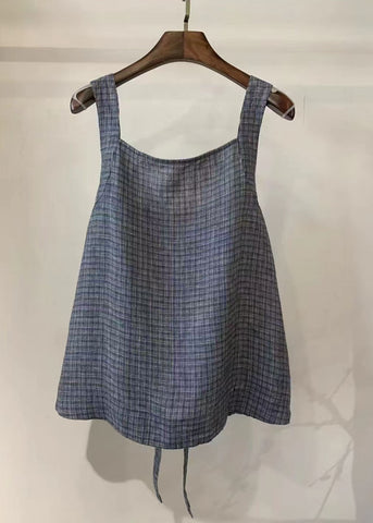 Waist Tie Vintage Back Linen Summer Vest FashionChic