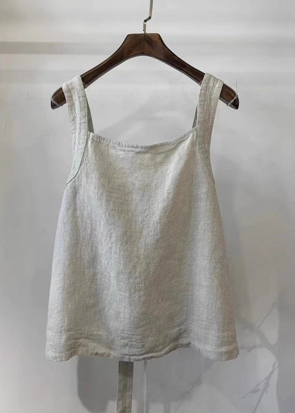 Waist Tie Vintage Back Linen Summer Vest FashionChic