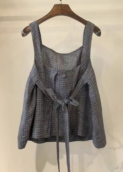 Waist Tie Vintage Back Linen Summer Vest FashionChic
