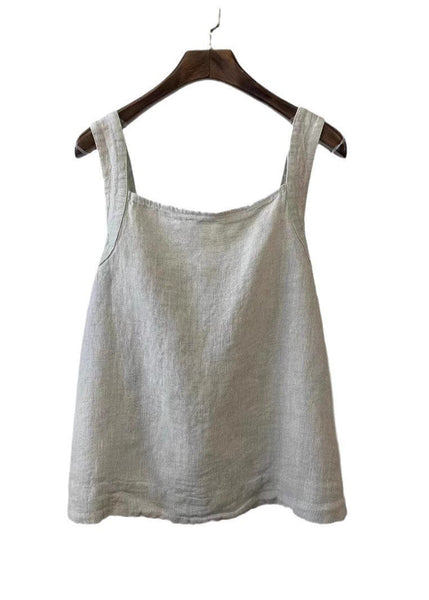Waist Tie Vintage Back Linen Summer Vest FashionChic