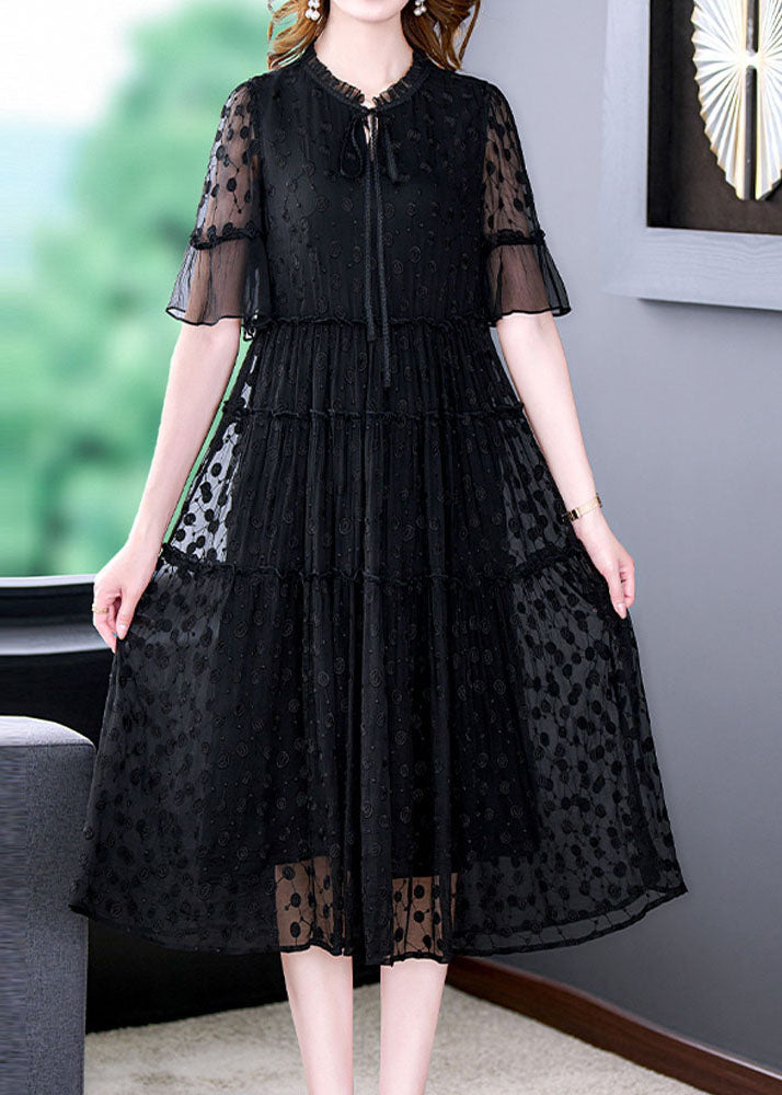 Vintage Black Embroidered Hollow Out Lace Long Dress Summer YY011 OL-SDL2408-16