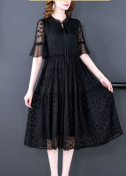 Vintage Black Embroidered Hollow Out Lace Long Dress Summer YY011 OL-SDL2408-16