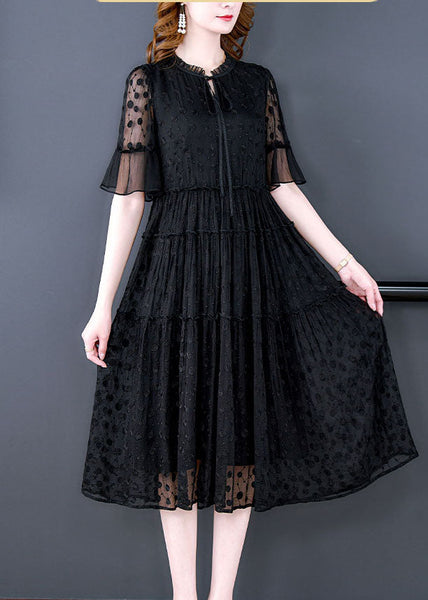 Vintage Black Embroidered Hollow Out Lace Long Dress Summer YY011 OL-SDL2408-16