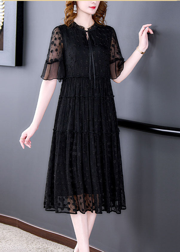 Vintage Black Embroidered Hollow Out Lace Long Dress Summer YY011 OL-SDL2408-16