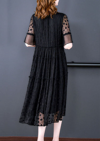 Vintage Black Embroidered Hollow Out Lace Long Dress Summer YY011 OL-SDL2408-16