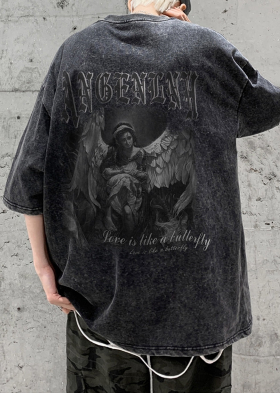 Vintage Black O Neck Letter Print Cotton Men T Shirt Summer YL001 ABC