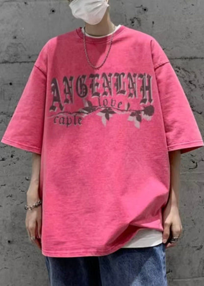 Vintage Black O Neck Letter Print Cotton Men T Shirt Summer YL001 ABC