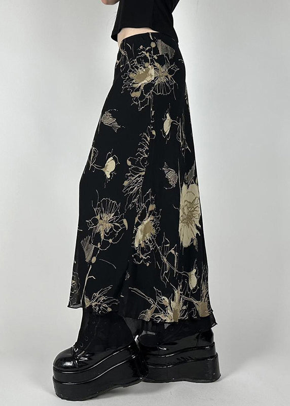 High Vintage Skirt Waist Print Black Tulle Summer FashionChic