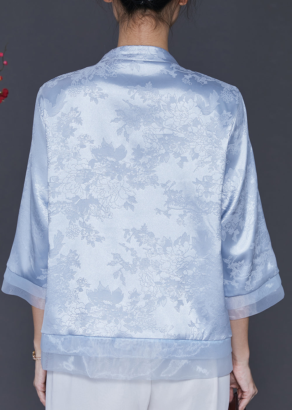 Vintage Blue Embroidered Patchwork Oriental Silk Blouses Spring SD1039 Ada Fashion