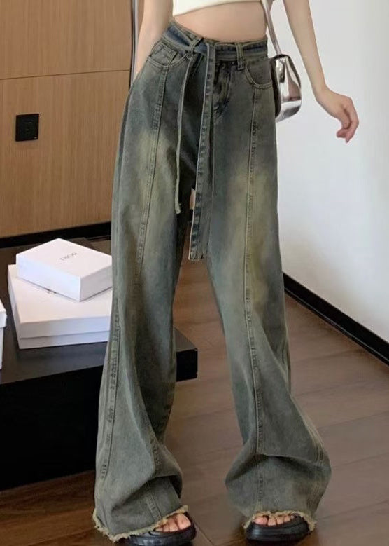 Vintage Lace Pants Blue Pockets Up Spring Denim FashionChic