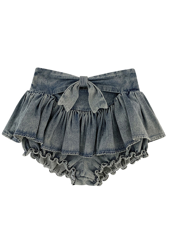 Pants Summer Vintage Blue High Waist Skirts Patchwork Denim FashionChic