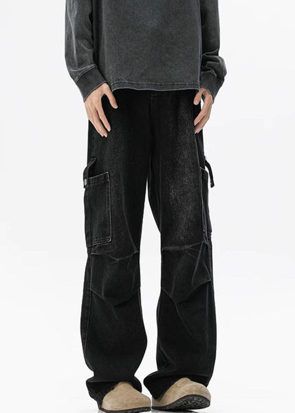 Pockets High Vintage Spring Blue Denim Waist Mens Pants FashionChic