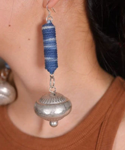 Small Blue Bell Sterling Tie Drop Dye Vintage Cylinder Silver FashionChic