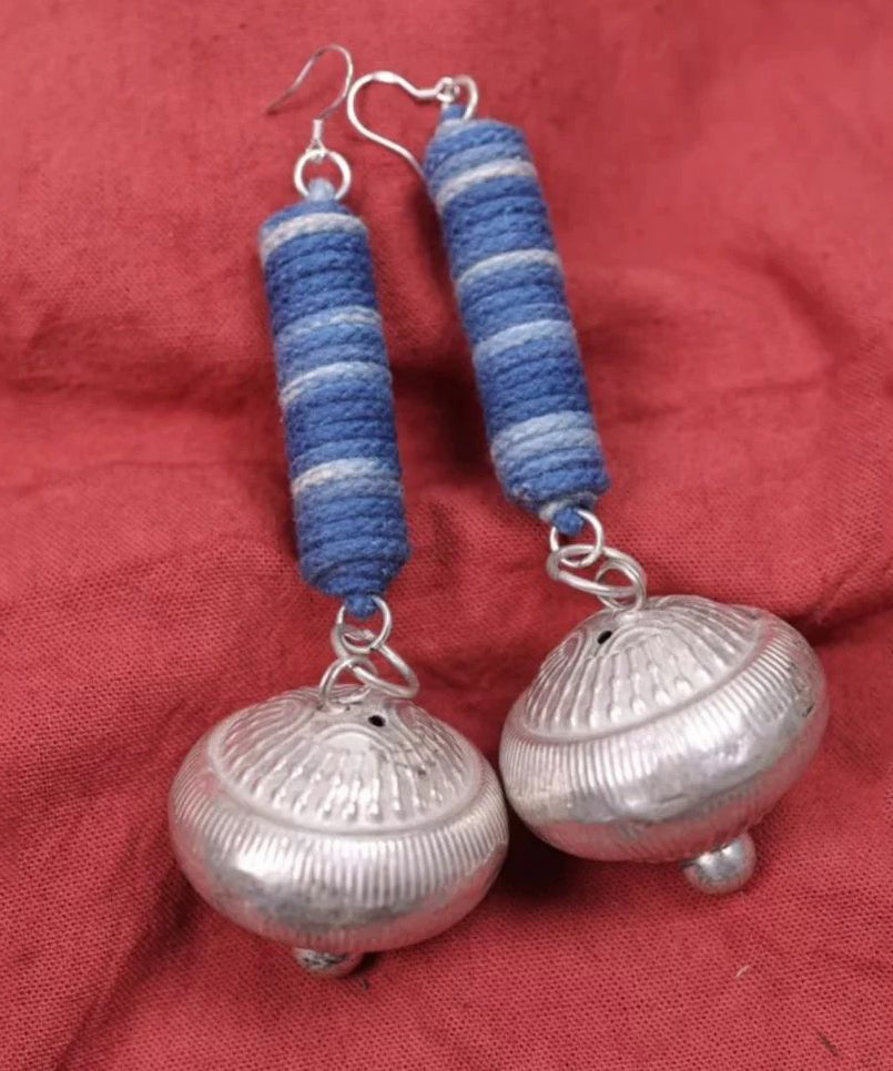 Small Blue Bell Sterling Tie Drop Dye Vintage Cylinder Silver FashionChic