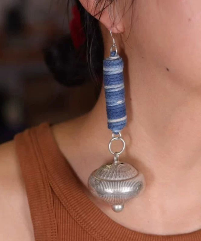 Small Blue Bell Sterling Tie Drop Dye Vintage Cylinder Silver FashionChic