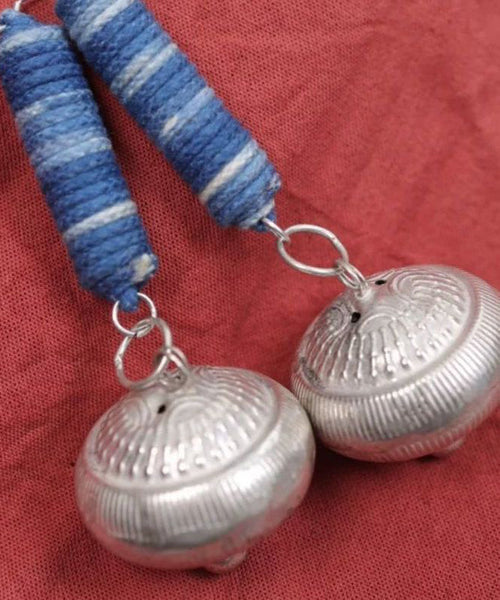 Small Blue Bell Sterling Tie Drop Dye Vintage Cylinder Silver FashionChic