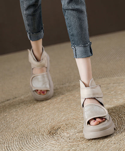 Brown Platform Strap Splicing Vintage Buckle Peep Sandals Toe FashionChic