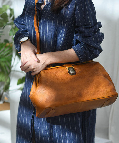 Capacity Brown Tote Handbag Leather Large Vintage FashionChic