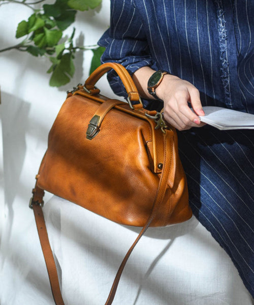 Capacity Brown Tote Handbag Leather Large Vintage FashionChic