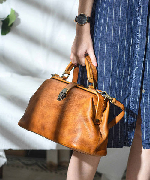 Capacity Brown Tote Handbag Leather Large Vintage FashionChic