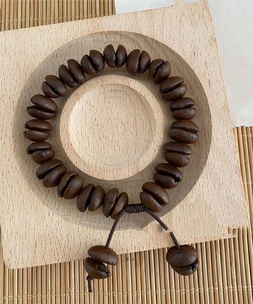 Coffee Vintage Leather Charm Rope Bracelet Beads FashionChic