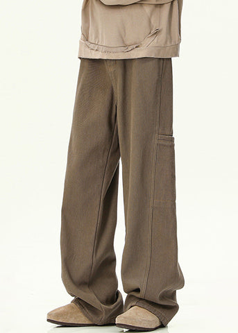 Pants Spring Vintage Pockets Men Design Denim Original Coffee FashionChic