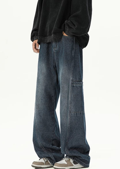Pants Spring Vintage Pockets Men Design Denim Original Coffee FashionChic