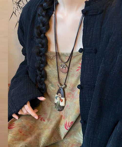 Drop Coffee Weaving Pendant Vintage Sweater Water Necklace FashionChic