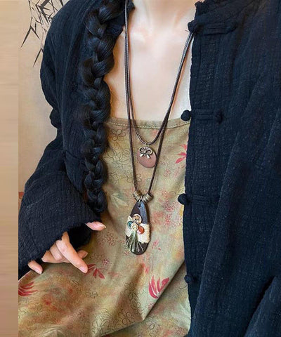 Drop Coffee Weaving Pendant Vintage Sweater Water Necklace FashionChic