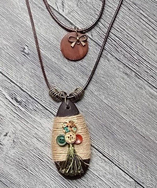 Drop Coffee Weaving Pendant Vintage Sweater Water Necklace FashionChic