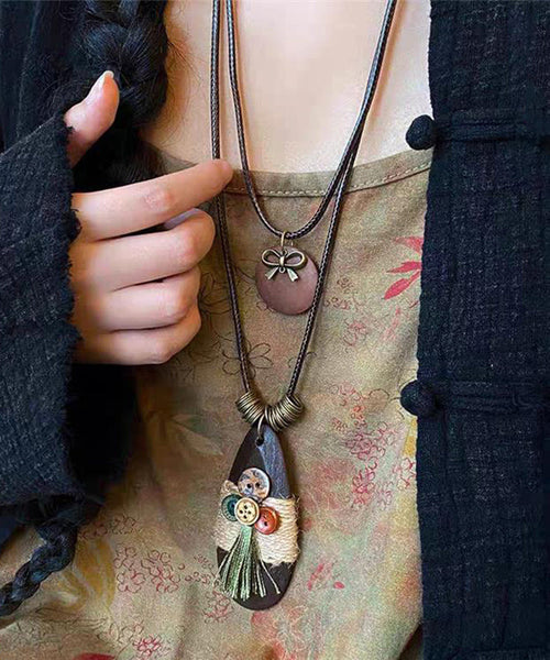Drop Coffee Weaving Pendant Vintage Sweater Water Necklace FashionChic