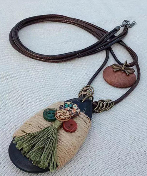 Drop Coffee Weaving Pendant Vintage Sweater Water Necklace FashionChic