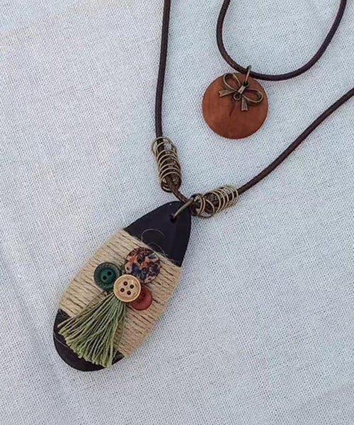 Drop Coffee Weaving Pendant Vintage Sweater Water Necklace FashionChic