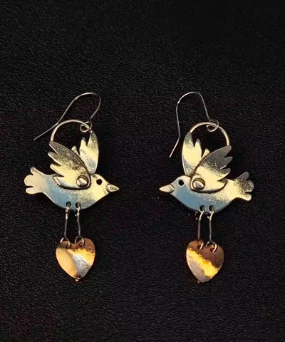Earrings Copper Brid Love Vintage Drop Little FashionChic
