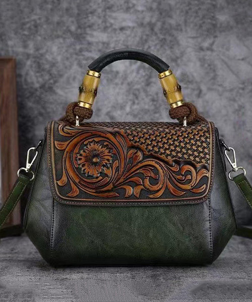 Vintage Cowhide Handmade Embossing Tote Handbag HJ1031 Ada Fashion