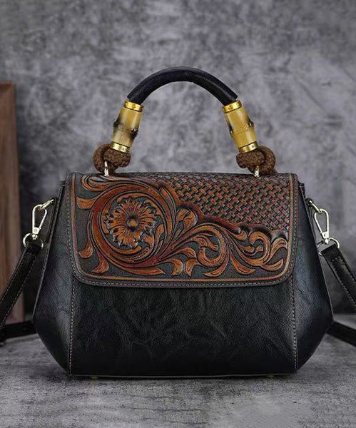 Vintage Cowhide Handmade Embossing Tote Handbag HJ1031 Ada Fashion
